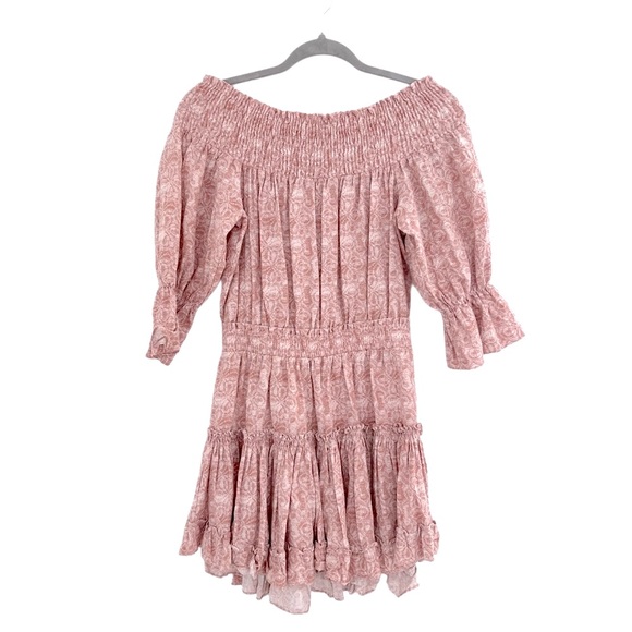 NWOT NEW MISA Off-Shoulder Mini Boho Cinched Cottagecore Sundress Sleeves S - Picture 2 of 13